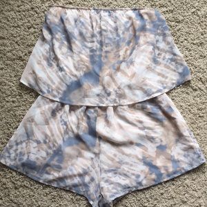 impeccable pig sleeveless romper blue and cream